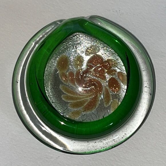 Art Glass pendant Green round swirl bubble Artisan Design statement 1.75" boho - Picture 1 of 4